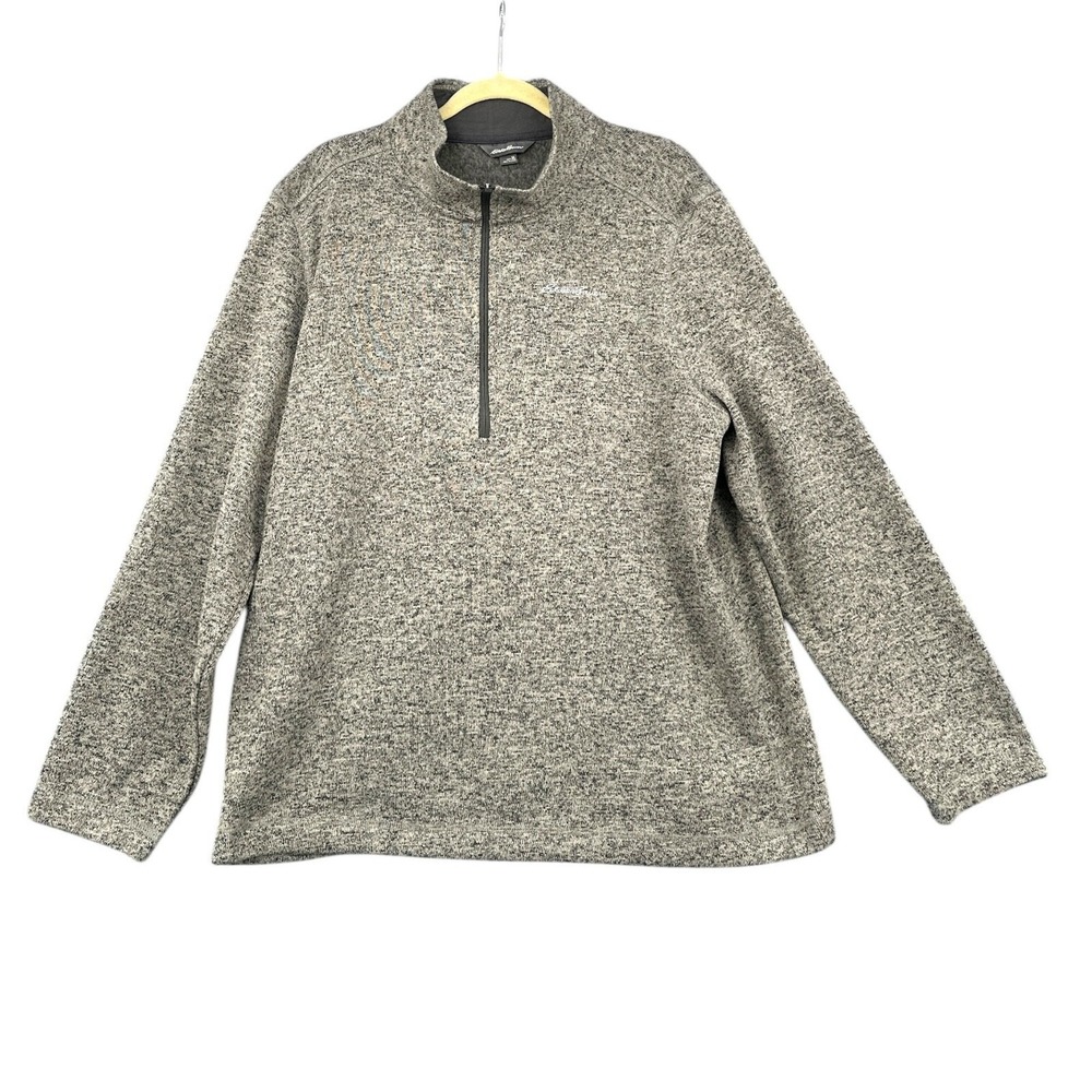 Eddie Bauer 1/4 Zip Pullover Mens XL 100% Polyester Gray